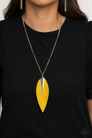 Paparazzi Accessories  - Quill Quest - Yellow Leather Necklace
