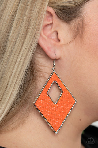 Paparazzi Accessories  - Woven Wanderer - Orange Earring