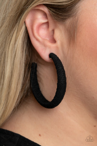 Paparazzi Accessories - TWINE and Dine - Black Hoop Earring
