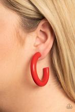 Paparazzi Accessories - Woodsy Wonder - Red Wood Hoop Earrings