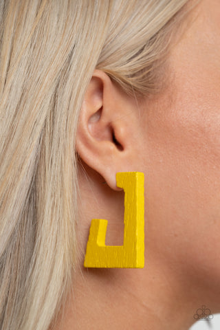 Paparazzi Accessories  - The Girl Next OUTDOOR - Yellow Wood Earring