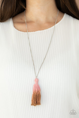 Paparazzi Accessories - Totally Tasseled - Pink Tassel Necklace