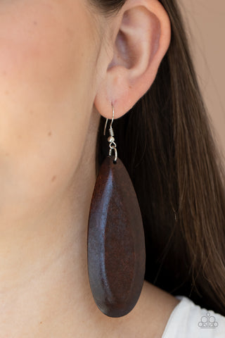 Paparazzi Accessories  - Tropical Ferry - Brown Wood Earring