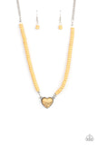 Paparazzi Accessories - Country Sweetheart Necklace & Charmingly Country Bracelet - Yellow Heart Set