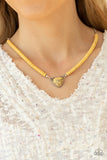 Paparazzi Accessories - Country Sweetheart Necklace & Charmingly Country Bracelet - Yellow Heart Set