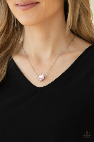 Paparazzi Accessories - She Works HEART For The Money - Pink Necklace