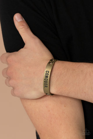 Paparazzi Accessories - Conquer Your Fears - Brass Inspirational Bracelet
