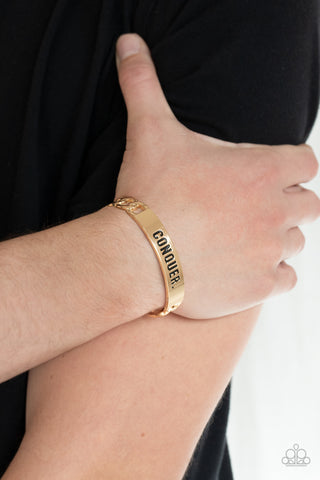 Paparazzi Accessories - Conquer Your Fears - Gold Inspirational Bracelet