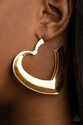 Paparazzi Accessories  - Heart-Racing Radiance - Gold Hoop Earring