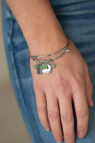 Paparazzi Accessories - GROWING Strong - Green Inspirational Bracelet