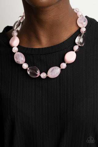 Paparazzi Accessories  - Staycation Stunner Necklace & I Need a STAYCATION Pink Bracelet (Complete Set)