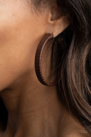 Paparazzi Accessories - Leather-Clad Legend - Brown Earring