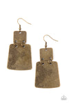 Paparazzi Accessories  - Tagging Along - Brass Earrings