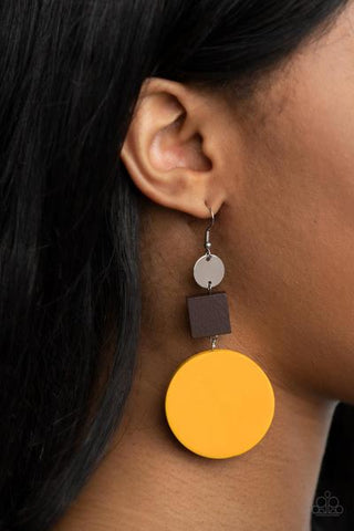 Modern Materials - Yellow Earring - Paparazzi Accessories