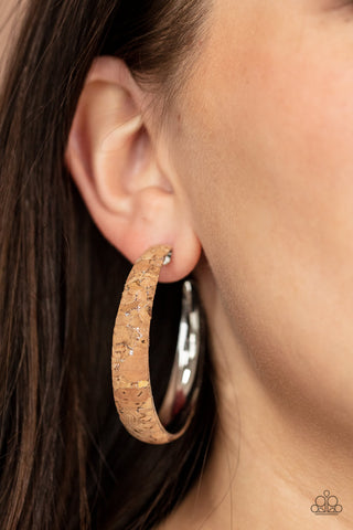 Paparazzi Accessories - CORK In The Road - Silver Earring