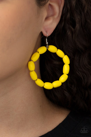 Paparazzi Accessories - Living The WOOD Life - Yellow Earring