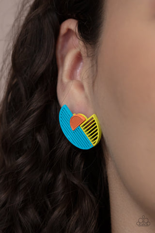 Paparazzi Accessories  -  Its Just an Expression - Blue Multi Earring