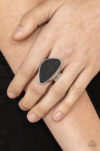 Paparazzi Accessories - Perfectly Petrified - Black Wood Ring