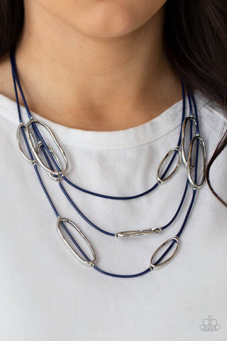 Paparazzi Accessories - Check Your CORD-inates - Blue Necklace