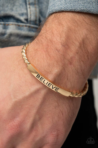 Paparazzi Accessories - Keep Calm and Believe - Gold Inspirational Bracelet