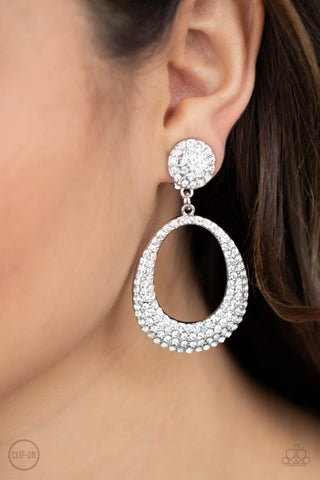 Paparazzi Accessories - Sophisticated Smolder - White Clip-on Earring