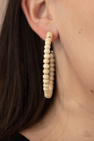 Paparazzi Accessories - Should Have, Could Have, WOOD Have - White Hoop Earring