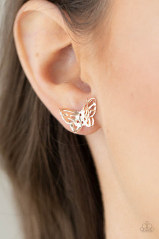 Paparazzi Accessories - Flutter Fantasy - Rose Gold Earring