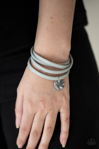 Paparazzi Accessories - Wonderfully Worded - Silver Leather Inspirational Bracelet