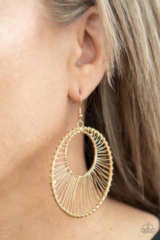 Artisan Applique - Gold Earring - Paparazzi Accessories