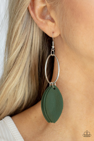 Paparazzi Accessories  - Leafy Laguna - Green Earring
