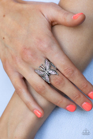 Paparazzi Accessories  - Blinged Out Butterfly - Pink Ring