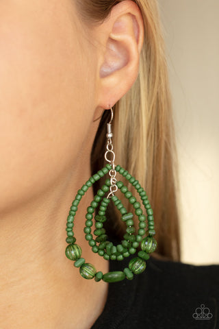 Paparazzi Accessories - Prana Party - Green Earring