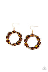 Paparazzi Accessories  - GLOWING in Circles - Brown Earring