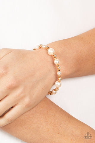 Paparazzi Accessories - Chicly Celebrity - Gold Pearl Bracelet