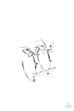 Paparazzi Accessories  - Full Out Flutter - White Hoop Butterfly 🦋 Earring