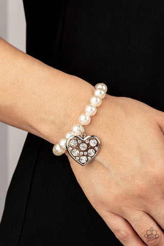 Paparazzi Accessories - Cutely Crushing - White Pearl Bracelet