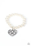 Paparazzi Accessories - Cutely Crushing - White Pearl Bracelet