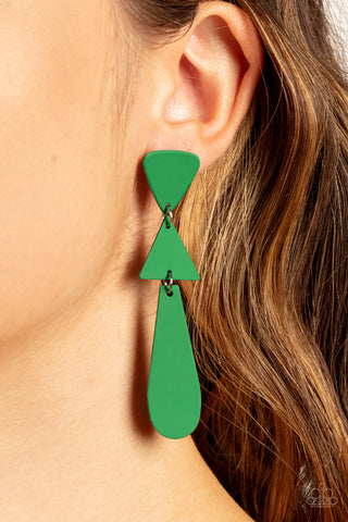 Paparazzi Accessories  - Retro Redux - Green Earring
