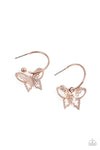 Paparazzi Accessories  - Butterfly Freestyle - Rose Gold Earring
