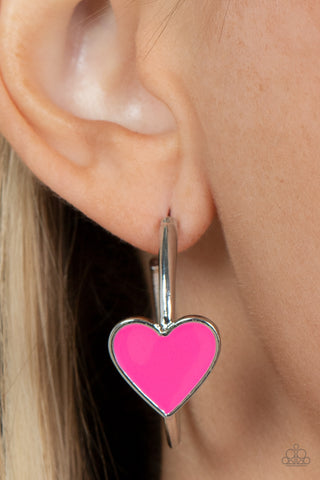 Paparazzi Accessories  - Kiss Up - Pink Heart Earring