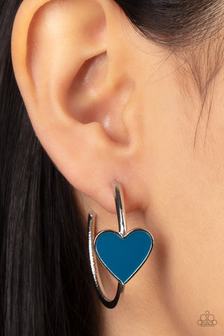 Kiss Up - Blue Heart Hoop Earring - 💙 Paparazzi Accessories