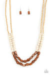 Paparazzi Accessories  - Bermuda Bellhop - Brown Wood Necklace
