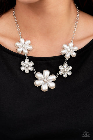 Paparazzi Accessories  - Fiercely Flowering White Necklace