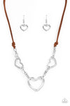 Paparazzi Accessories - Fashionable Flirt Necklace & Flirty Flavour Bracelet - Complete Brown Set