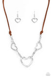 Paparazzi Accessories - Fashionable Flirt Necklace & Flirty Flavour Bracelet - Complete Brown Set