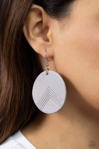 On the Edge of Edgy - Silver Leather Earring - Paparazzi Accessories