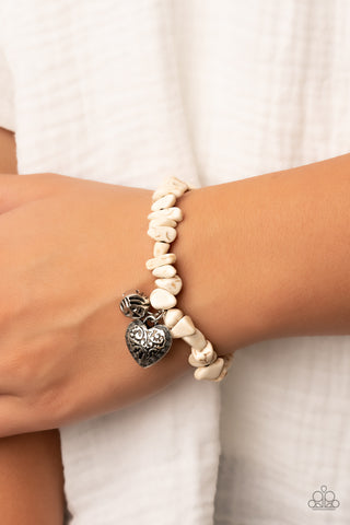 Paparazzi Accessories - Love You to Pieces - White Heart Bracelet