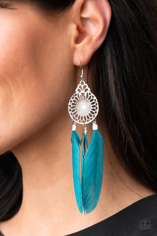 Paparazzi Accessories  - Pretty in PLUMES - Blue Earring