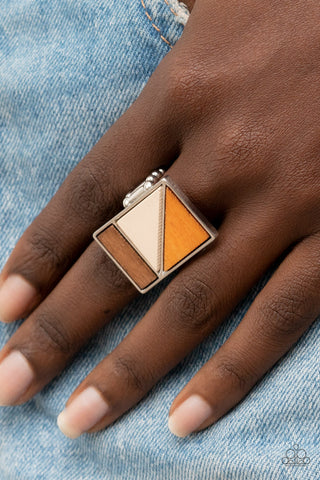 Paparazzi Accessories - Happily EVERGREEN After - Orange Wood Ring
