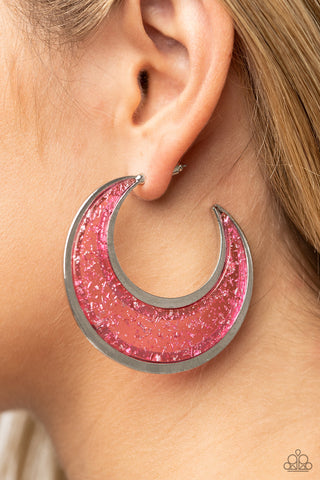 Paparazzi Accessories - Charismatically Curvy - Pink Hoop Earring